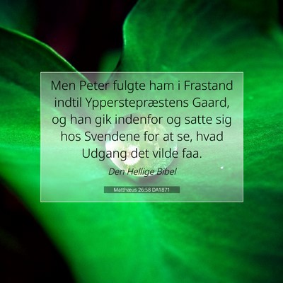 Picture 07 - Matthæus 26:58 DA1871 - Men Peter fulgte ham i Frastand indtil - Bible Verse Picture