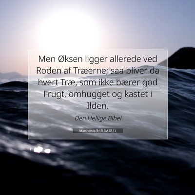 Picture 07 - Matthæus 3:10 DA1871 - Men Øksen ligger allerede ved Roden af Træerne; - Bible Verse Picture