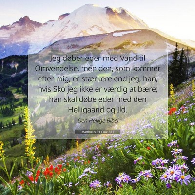 Picture 07 - Matthæus 3:11 DA1871 - Jeg døber eder med Vand til Omvendelse, men den, - Bible Verse Picture