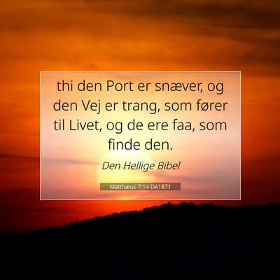 Picture 07 - Matthæus 7:14 DA1871 - thi den Port er snæver, og den Vej er trang, som - Bible Verse Picture
