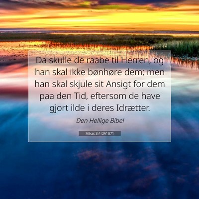 Picture 07 - Mikas 3:4 DA1871 - Da skulle de raabe til Herren, og han skal ikke - Bible Verse Picture