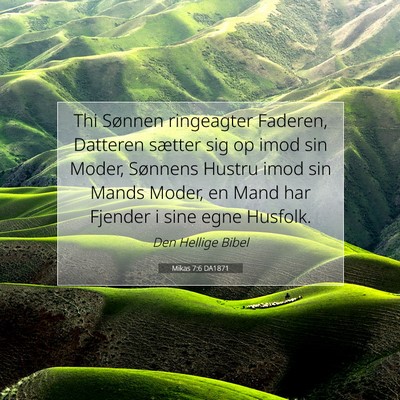 Picture 07 - Mikas 7:6 DA1871 - Thi Sønnen ringeagter Faderen, Datteren sætter - Bible Verse Picture