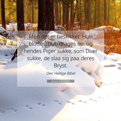 Picture 07 - Nahum 2:8 DA1871 - Men det er beskikket: Hun blottes, hun drages op, - Bible Verse Picture