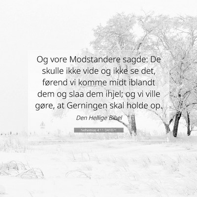 Picture 07 - Nehemias 4:11 DA1871 - Og vore Modstandere sagde: De skulle ikke vide og - Bible Verse Picture