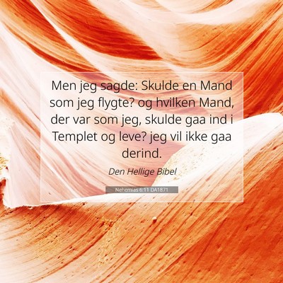 Picture 07 - Nehemias 6:11 DA1871 - Men jeg sagde: Skulde en Mand som jeg flygte? og - Bible Verse Picture