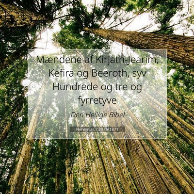 Picture 07 - Nehemias 7:29 DA1871 - Mændene af Kirjath-Jearim, Kefira og Beeroth, - Bible Verse Picture