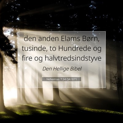 Picture 07 - Nehemias 7:34 DA1871 - den anden Elams Børn, tusinde, to Hundrede og - Bible Verse Picture