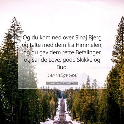 Picture 07 - Nehemias 9:13 DA1871 - Og du kom ned over Sinaj Bjerg og talte med dem - Bible Verse Picture