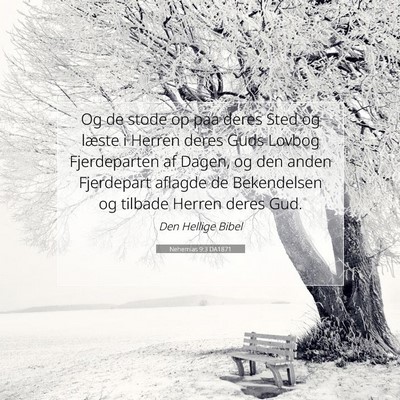 Picture 07 - Nehemias 9:3 DA1871 - Og de stode op paa deres Sted og læste i Herren - Bible Verse Picture