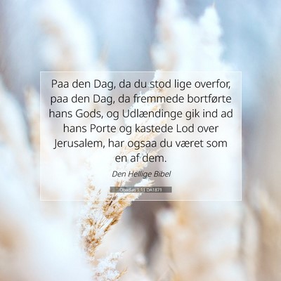 Picture 07 - Obadias 1:11 DA1871 - Paa den Dag, da du stod lige overfor, paa den - Bible Verse Picture