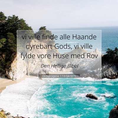 Picture 07 - Ordsprogene 1:13 DA1871 - vi ville finde alle Haande dyrebart Gods, vi - Bible Verse Picture