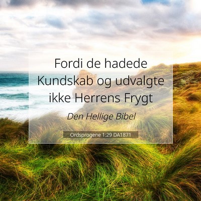 Picture 07 - Ordsprogene 1:29 DA1871 - Fordi de hadede Kundskab og udvalgte ikke Herrens - Bible Verse Picture
