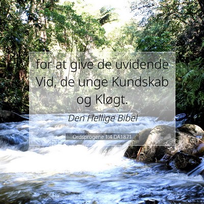 Picture 07 - Ordsprogene 1:4 DA1871 - for at give de uvidende Vid, de unge Kundskab og - Bible Verse Picture