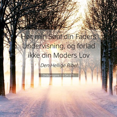 Picture 07 - Ordsprogene 1:8 DA1871 - Hør, min Søn! din Faders Undervisning, og - Bible Verse Picture