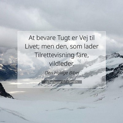Picture 07 - Ordsprogene 10:17 DA1871 - At bevare Tugt er Vej til Livet; men den, som - Bible Verse Picture