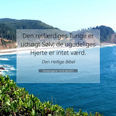 Picture 07 - Ordsprogene 10:20 DA1871 - Den retfærdiges Tunge er udsøgt Sølv; de - Bible Verse Picture