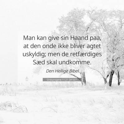 Picture 07 - Ordsprogene 11:21 DA1871 - Man kan give sin Haand paa, at den onde ikke - Bible Verse Picture