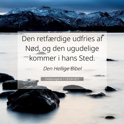 Picture 07 - Ordsprogene 11:8 DA1871 - Den retfærdige udfries af Nød, og den ugudelige - Bible Verse Picture