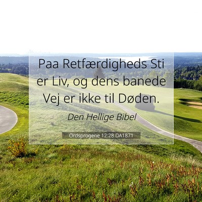 Picture 07 - Ordsprogene 12:28 DA1871 - Paa Retfærdigheds Sti er Liv, og dens banede Vej - Bible Verse Picture
