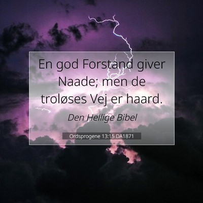 Picture 07 - Ordsprogene 13:15 DA1871 - En god Forstand giver Naade; men de troløses Vej - Bible Verse Picture