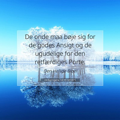 Picture 07 - Ordsprogene 14:19 DA1871 - De onde maa bøje sig for de godes Ansigt og de - Bible Verse Picture