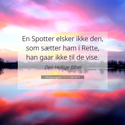 Picture 07 - Ordsprogene 15:12 DA1871 - En Spotter elsker ikke den, som sætter ham i - Bible Verse Picture