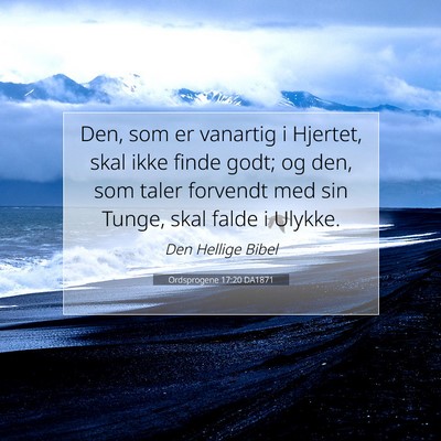 Picture 07 - Ordsprogene 17:20 DA1871 - Den, som er vanartig i Hjertet, skal ikke finde - Bible Verse Picture
