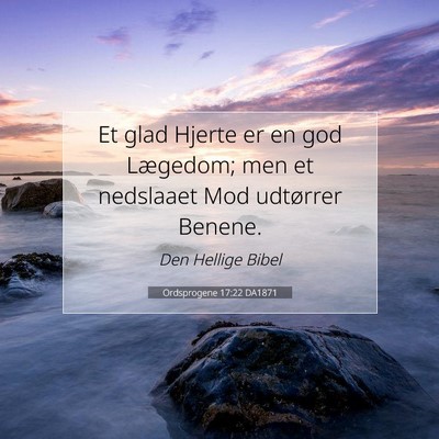 Picture 07 - Ordsprogene 17:22 DA1871 - Et glad Hjerte er en god Lægedom; men et - Bible Verse Picture