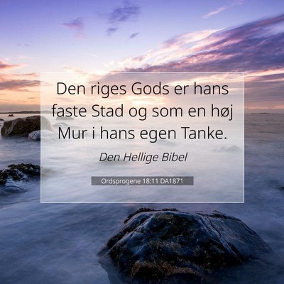 Picture 07 - Ordsprogene 18:11 DA1871 - Den riges Gods er hans faste Stad og som en høj - Bible Verse Picture