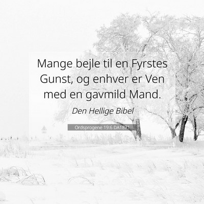 Picture 07 - Ordsprogene 19:6 DA1871 - Mange bejle til en Fyrstes Gunst, og enhver er - Bible Verse Picture
