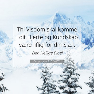 Picture 07 - Ordsprogene 2:10 DA1871 - Thi Visdom skal komme i dit Hjerte og Kundskab - Bible Verse Picture