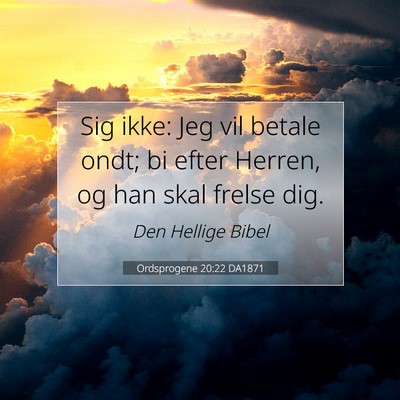 Picture 07 - Ordsprogene 20:22 DA1871 - Sig ikke: Jeg vil betale ondt; bi efter Herren, - Bible Verse Picture