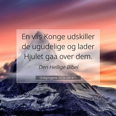 Picture 07 - Ordsprogene 20:26 DA1871 - En viis Konge udskiller de ugudelige og lader - Bible Verse Picture