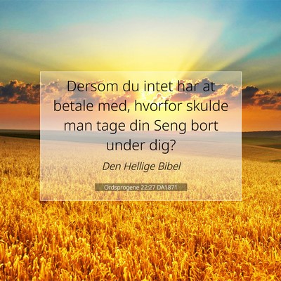 Picture 07 - Ordsprogene 22:27 DA1871 - Dersom du intet har at betale med, hvorfor skulde - Bible Verse Picture