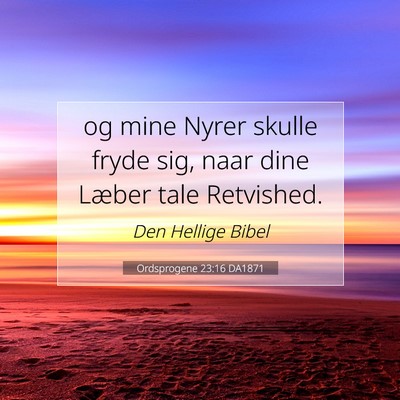 Picture 07 - Ordsprogene 23:16 DA1871 - og mine Nyrer skulle fryde sig, naar dine Læber - Bible Verse Picture