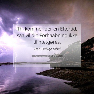 Picture 07 - Ordsprogene 23:18 DA1871 - Thi kommer der en Eftertid, saa vil din - Bible Verse Picture