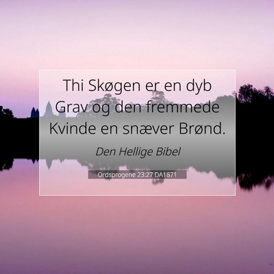 Picture 07 - Ordsprogene 23:27 DA1871 - Thi Skøgen er en dyb Grav og den fremmede Kvinde - Bible Verse Picture