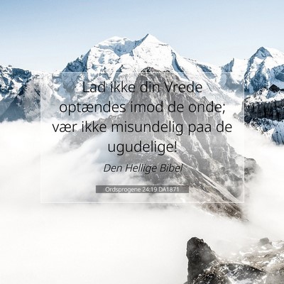 Picture 07 - Ordsprogene 24:19 DA1871 - Lad ikke din Vrede optændes imod de onde; vær - Bible Verse Picture