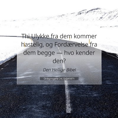 Picture 07 - Ordsprogene 24:22 DA1871 - Thi Ulykke fra dem kommer hastelig, og - Bible Verse Picture