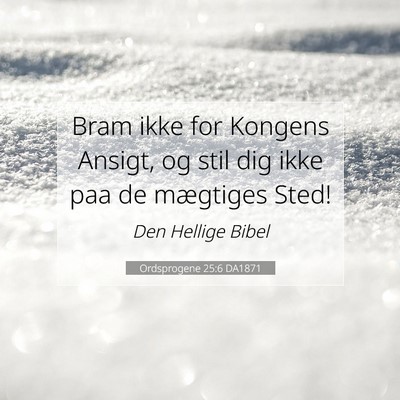 Picture 07 - Ordsprogene 25:6 DA1871 - Bram ikke for Kongens Ansigt, og stil dig ikke - Bible Verse Picture