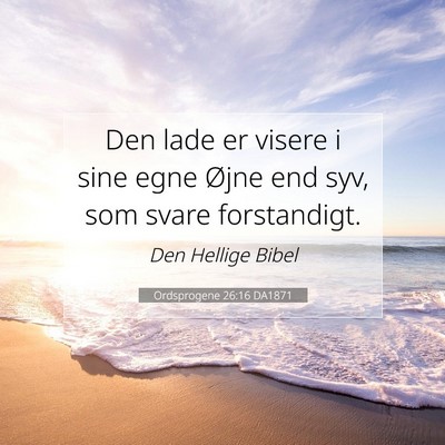Picture 07 - Ordsprogene 26:16 DA1871 - Den lade er visere i sine egne Øjne end syv, som - Bible Verse Picture