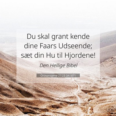 Picture 07 - Ordsprogene 27:23 DA1871 - Du skal grant kende dine Faars Udseende; sæt din - Bible Verse Picture