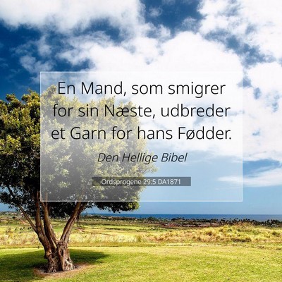 Picture 07 - Ordsprogene 29:5 DA1871 - En Mand, som smigrer for sin Næste, udbreder et - Bible Verse Picture