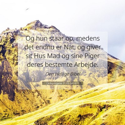 Picture 07 - Ordsprogene 31:15 DA1871 - Og hun staar op, medens det endnu er Nat, og - Bible Verse Picture