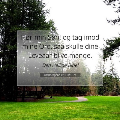 Picture 07 - Ordsprogene 4:10 DA1871 - Hør, min Søn! og tag imod mine Ord, saa skulle - Bible Verse Picture