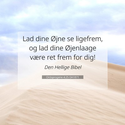 Picture 07 - Ordsprogene 4:25 DA1871 - Lad dine Øjne se ligefrem, og lad dine - Bible Verse Picture