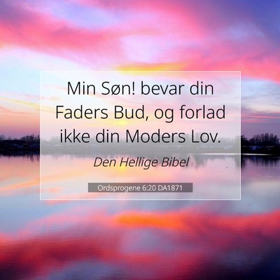 Picture 07 - Ordsprogene 6:20 DA1871 - Min Søn! bevar din Faders Bud, og forlad ikke - Bible Verse Picture