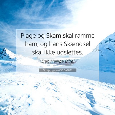 Picture 07 - Ordsprogene 6:33 DA1871 - Plage og Skam skal ramme ham, og hans Skændsel - Bible Verse Picture