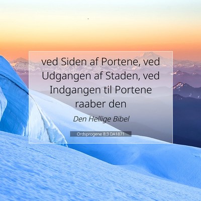 Picture 07 - Ordsprogene 8:3 DA1871 - ved Siden af Portene, ved Udgangen af Staden, ved - Bible Verse Picture