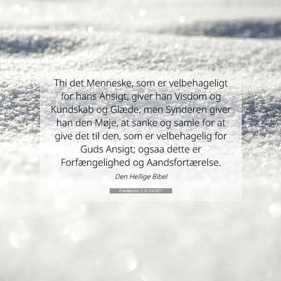Picture 07 - Prædikeren 2:26 DA1871 - Thi det Menneske, som er velbehageligt for hans - Bible Verse Picture